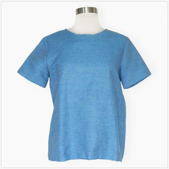 Designers Remix Charlotte Eskildsen Cotton Linen Raw Edge Zip Back Top Euro 34 - Picture 1 of 3